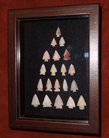 Shadow Box with 5 awesome color arrowheads!